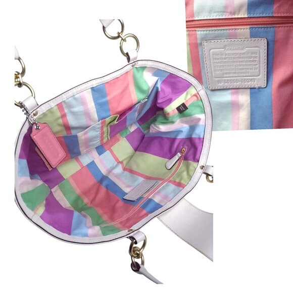 COACH Natalie Floral Straw Basket Bag embellished flower applique peach - Picture 7 of 9